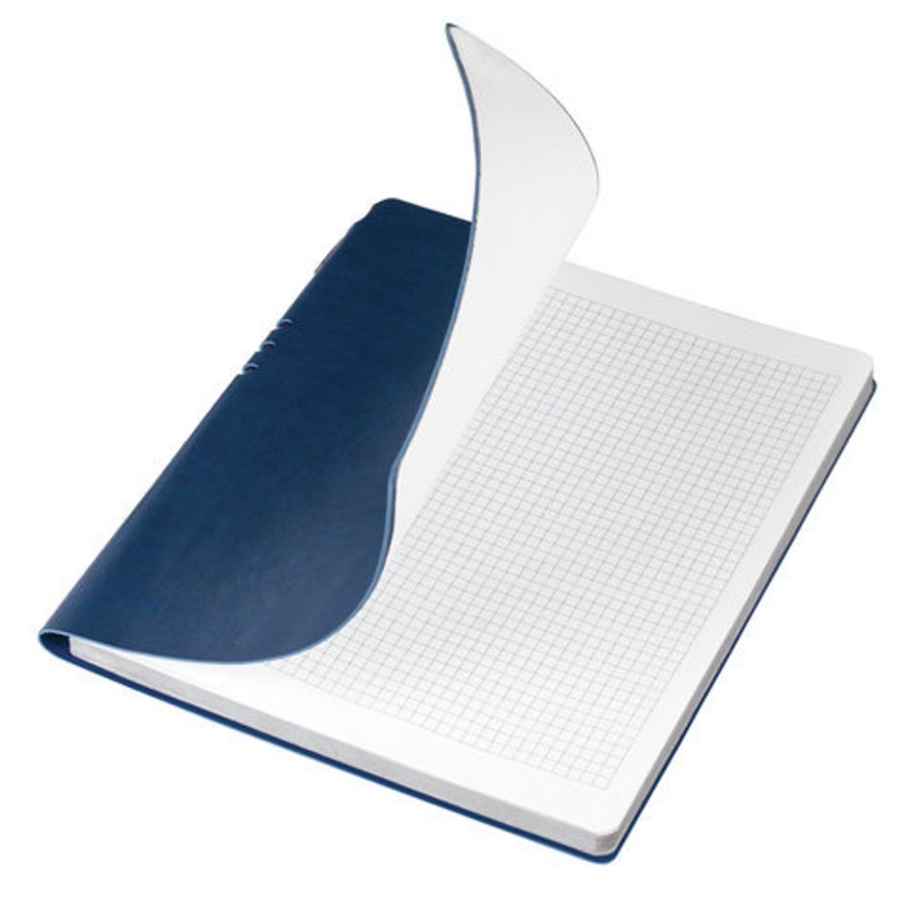 Тетрадь БОЛЬШОЙ ФОРМАТ (220х265 мм) В5, BRAUBERG "NEBRASKA", 96 л., гибкая, под кожу, ручка, клетка, темно-синий, 110959