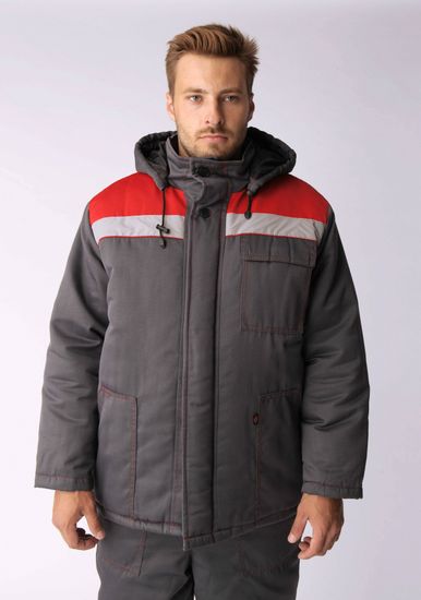 Куртка зимняя "Экспертный-Люкс NEW" (т.серый/красный)