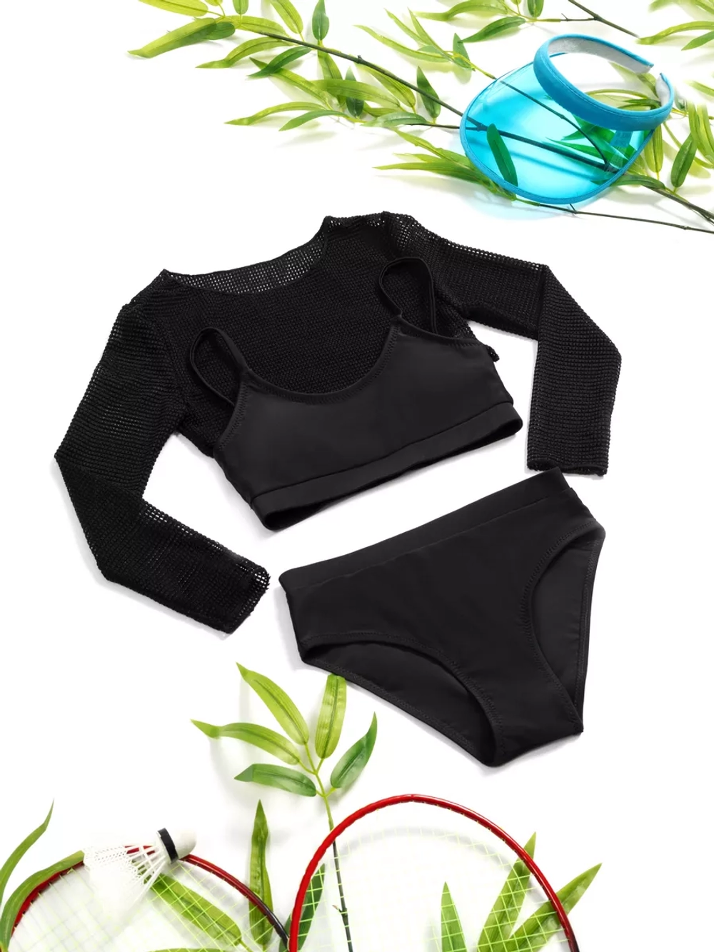 купальник раздельный спортивный 3 в 1 топ кроп парео