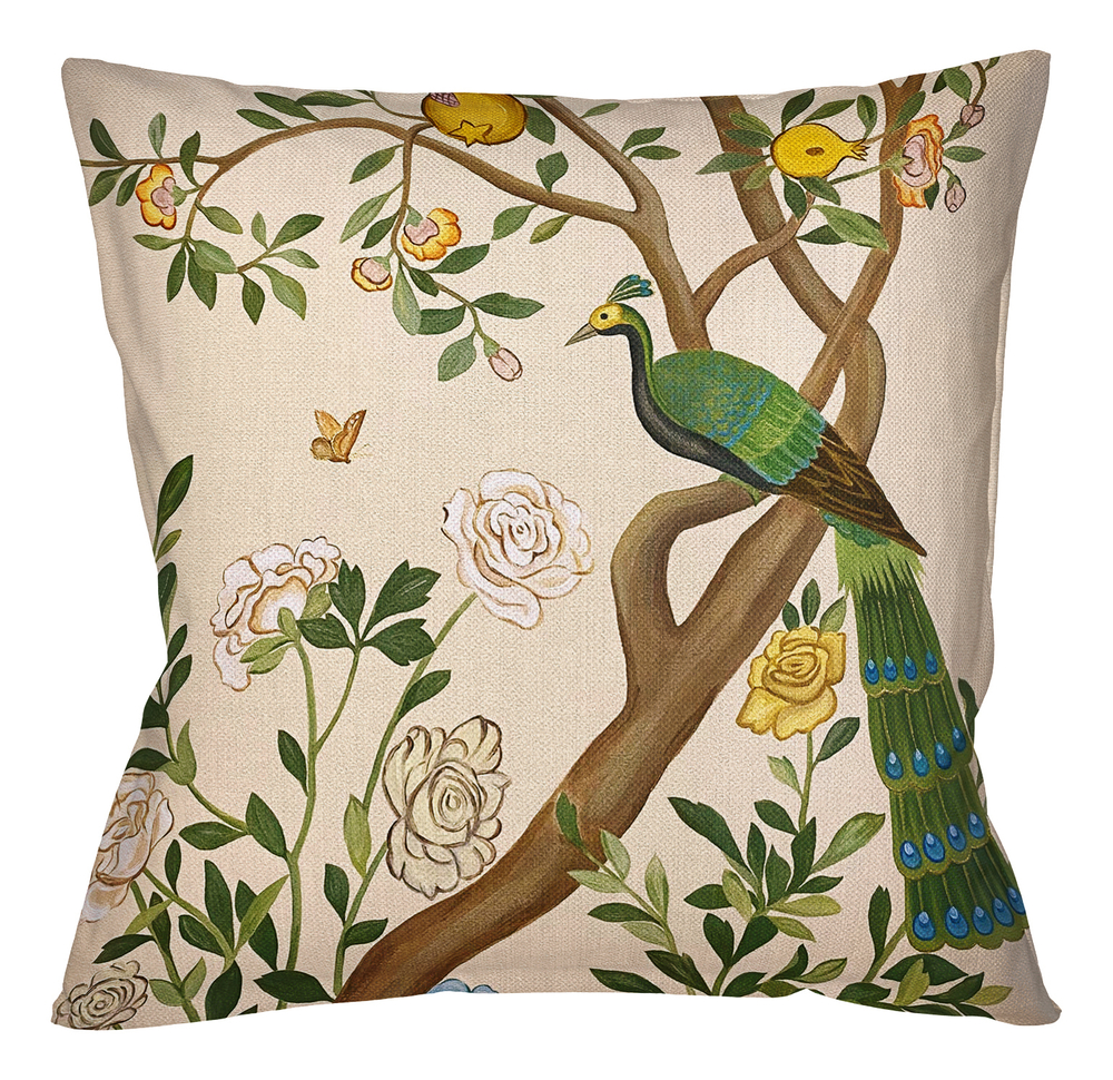 Интерьерная подушка Объект мечты Индокитайский зеленый павлин версия 2