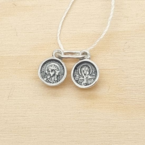 Подвеска "Слезка". Образы внутри: Матронушка и Ангел Хранитель. Серебро