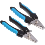 Когтерез для животных «ЗООУЛЬТРА», пружинный механизм, ручки прорезиненные - волна, цвет чёрный / голубой, 16см