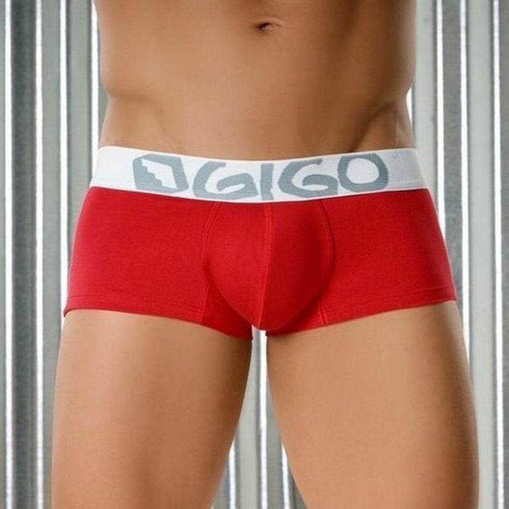 Мужские трусы хипсы красные с белой резинкой Gigo Traditional Red White