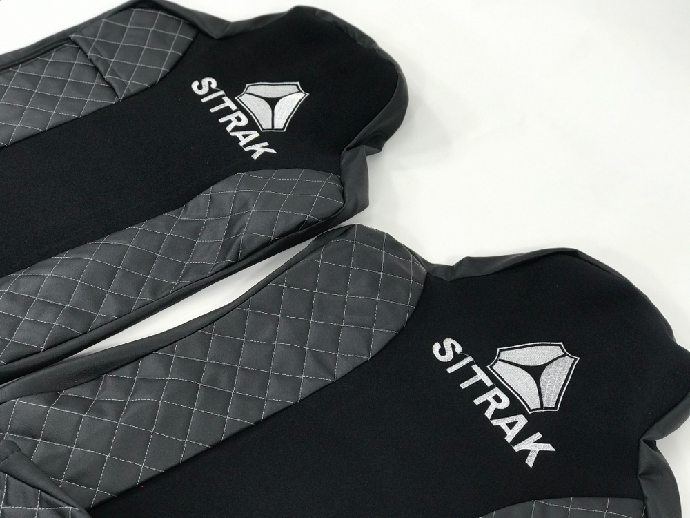 Чехлы модельные стеганные кожа + аликанте вышивка Sitrak MAX SIT02