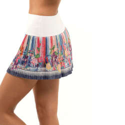 Женская теннисная юбка Lucky in Love Long Goin' Daisy Pleated Skirt Women - White, Multicoloured