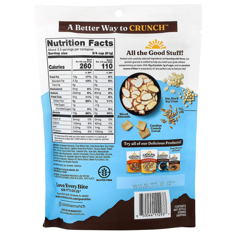 Catalina Crunch, протеиновая гранола, со вкусом ванили и миндаля, 227 г (8 унций)