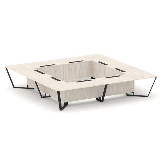 Steel Meet Стол переговорный квадратный KD-PR.B.SP-20K2 Денвер Светлый/Металл Черный 4000*4000*750