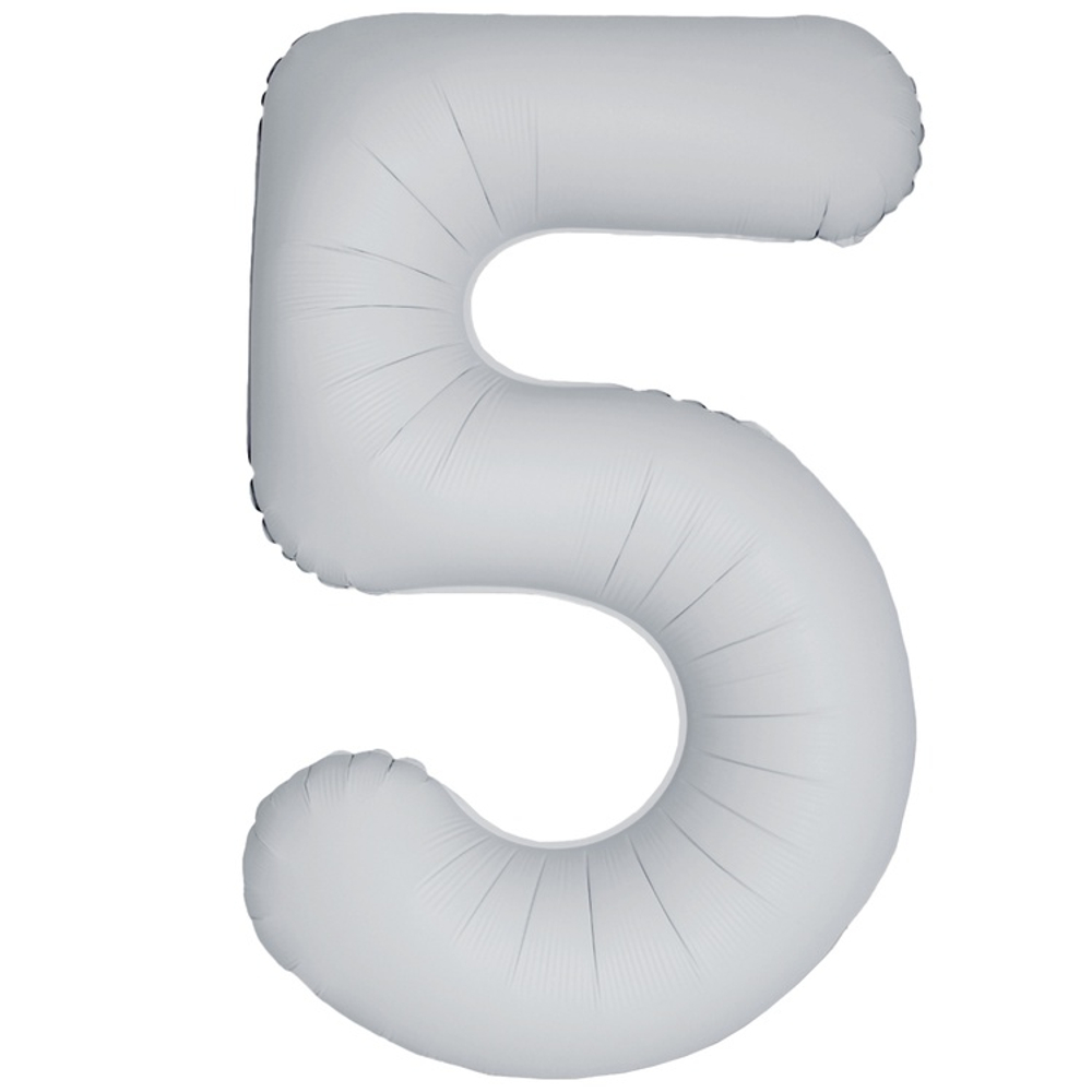 Шар фольгированный Цифра 5 101 см (Белый)