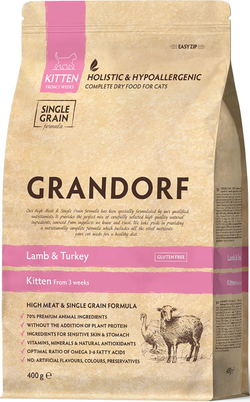 GRANDORF CAT 400г. для Котят ягненок с индейкой