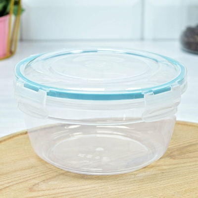 Контейнер для продуктов 0,86л герметичный круглый с замками (бесцветный)