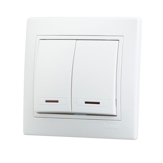Выключатель LEZARD MIRA 2-кл. с подсв. с/п белый