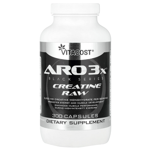 Vitacost, ARO3x® Black Series, необработанный креатин, 300 капсул (750 мг в 1 капсуле)