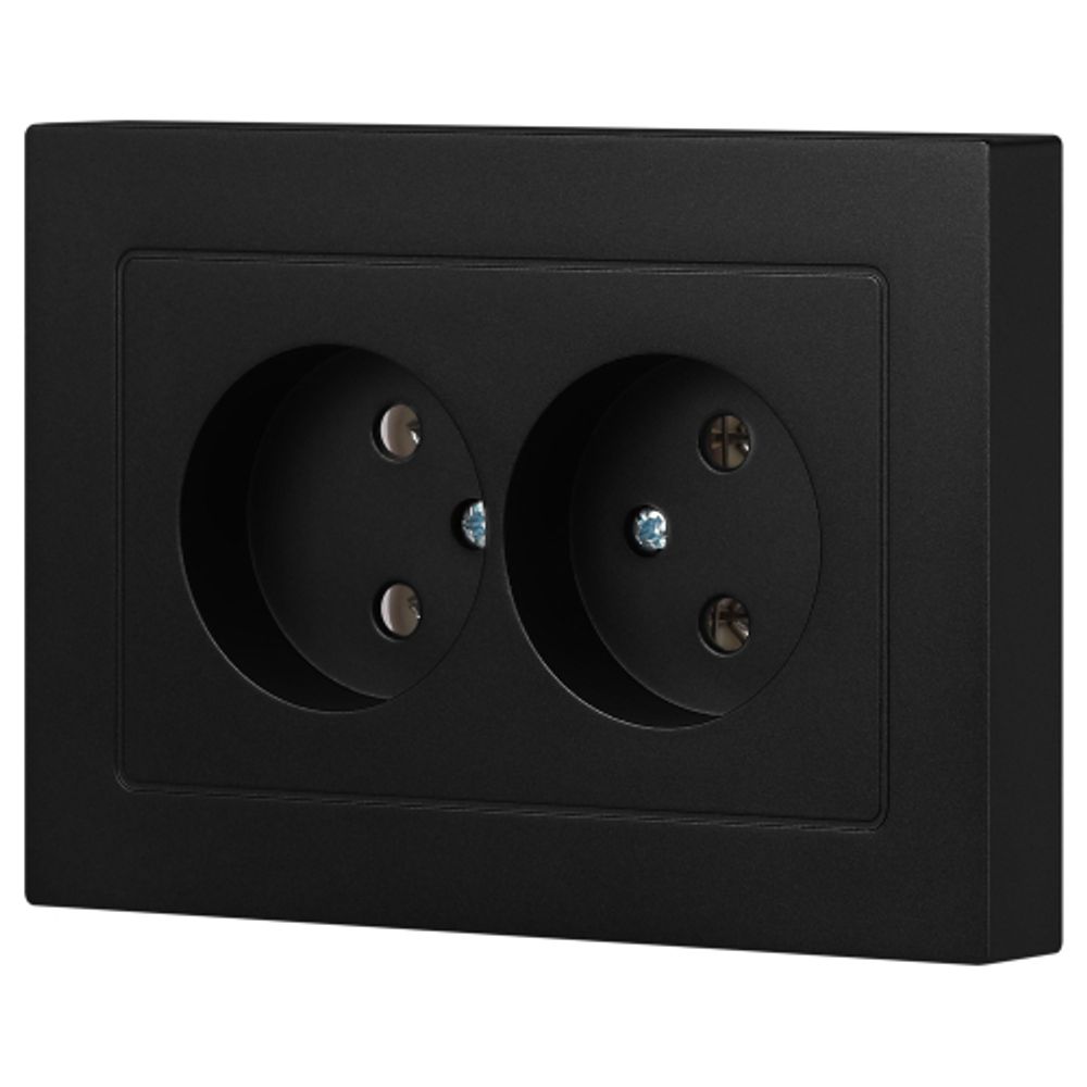 Розетка Intro Accent 6-204-05 двойная 2х2P 16А-250В IP20 СУ AL/CU антрацит | Intro