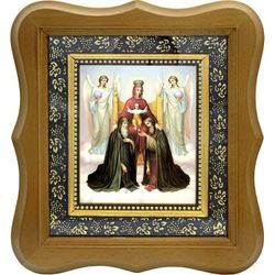 Печерская икона Божьей Матери с коленопреклоненными Антонием и Феодосием Печерскими и ангелами.