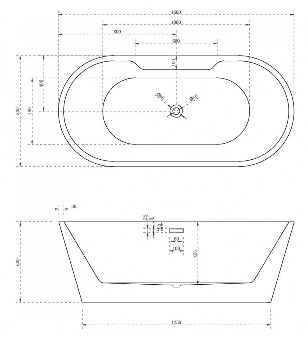 Акриловая ванна ABBER AB9299-1.6