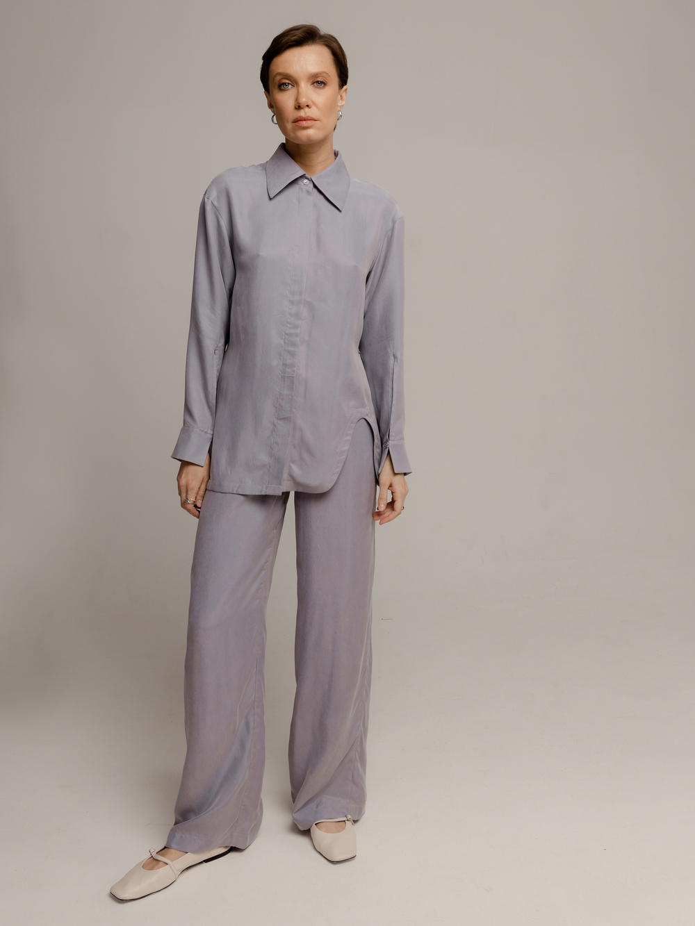 Костюм пижамный из итальянской вискозной ткани пыльно-сиреневый