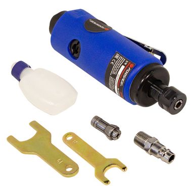 Пневмозачистная машинка с прорезиненной рукояткой(цанги:3,6мм, 25000об/мин, 128л/мин,6.3Bar,штуцер 1/4'') Forsage F-RP7314