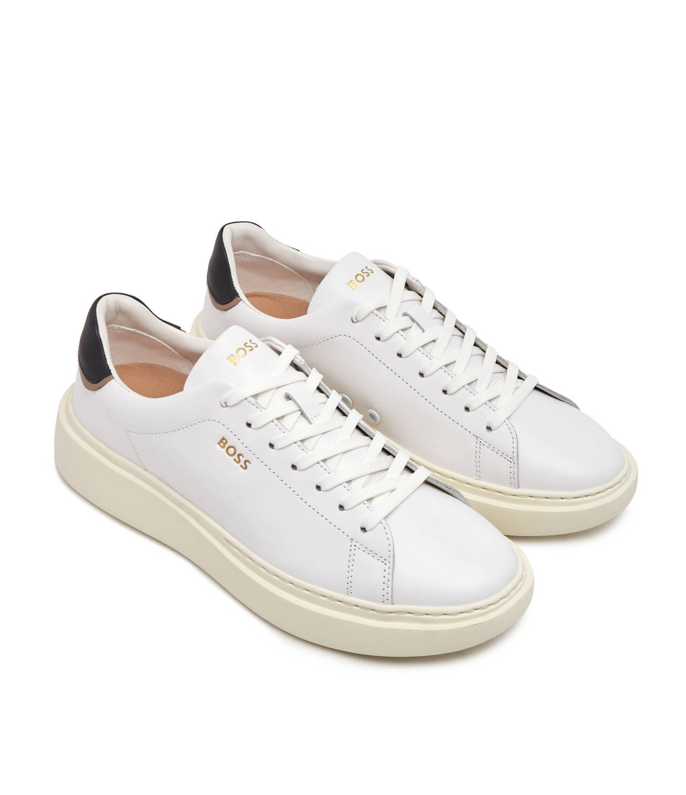 Кожаные кроссовки amber_runn_fl1 BOSS BLACK - белый(50511113)