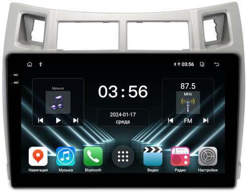 Магнитола для Toyota Vitz 2, Yaris 2 2005-2011 (рамка черная) - FarCar S280 монитор 9.5" IPS на Android 13, CarPlay
