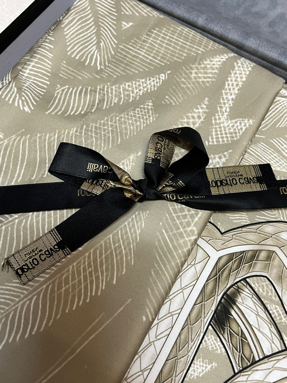 Постельное белье 2 спальное евро Roberto Cavalli Plumage Avorio светло-бежевое