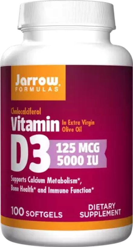 Jarrow Formulas, Витамин Д3 5000 МЕ, Vitamin D3 5000 iu, 100 капсул