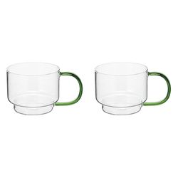Набор кружек Orb, 400 мл, прозрачные/зеленые, 2 шт.