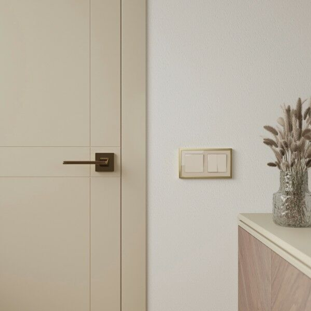 Рамка на 2 поста Baguette (айвори/латунь)