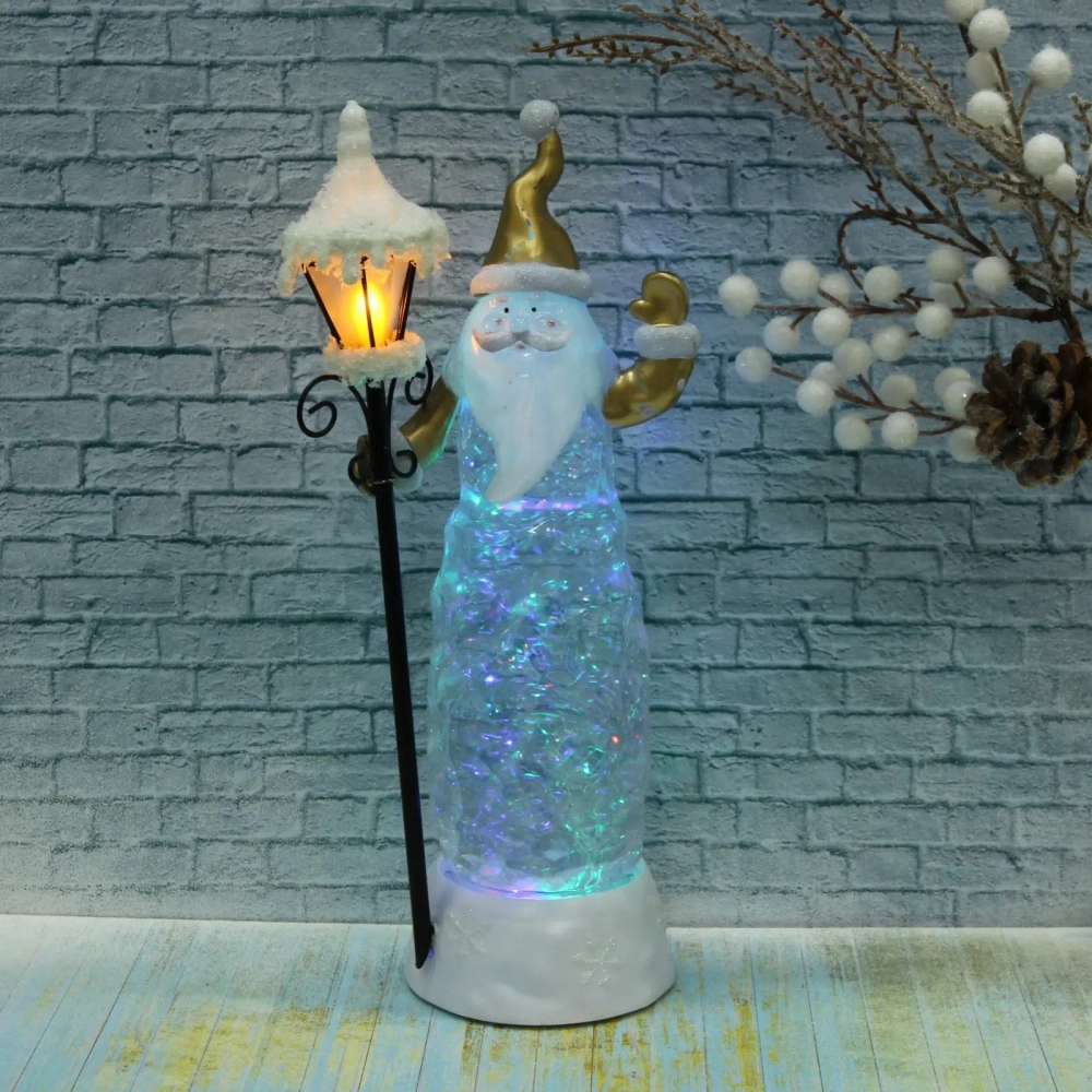 Фигурка с подсветкой «Дед Мороз с фонарем» 27 см, золото