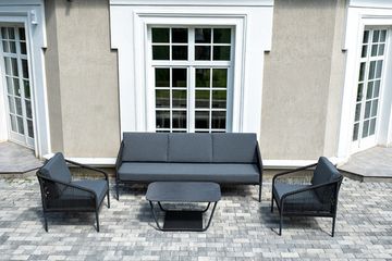 "Канны" лаунж-зона 5-местная плетеная из роупа (веревки), цвет темно-серый