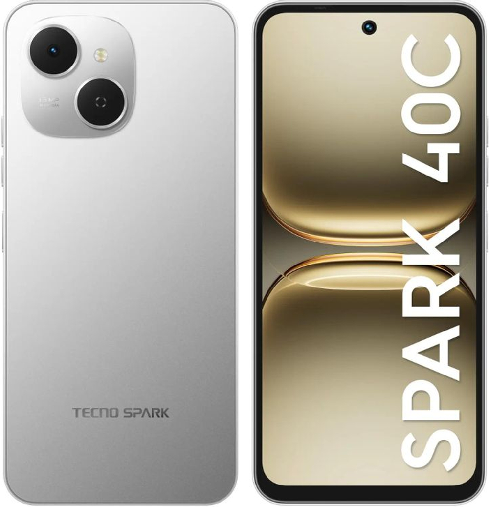 6.67" Смартфон TECNO Spark 40C 8/256Gb,  IPS,  120Гц,  6000мAч,  серый