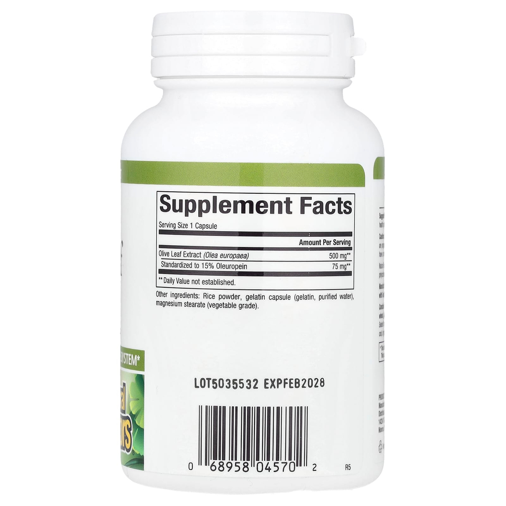 Natural Factors, Herbal Factors, листья оливкового дерева, 500 мг, 90 капсул