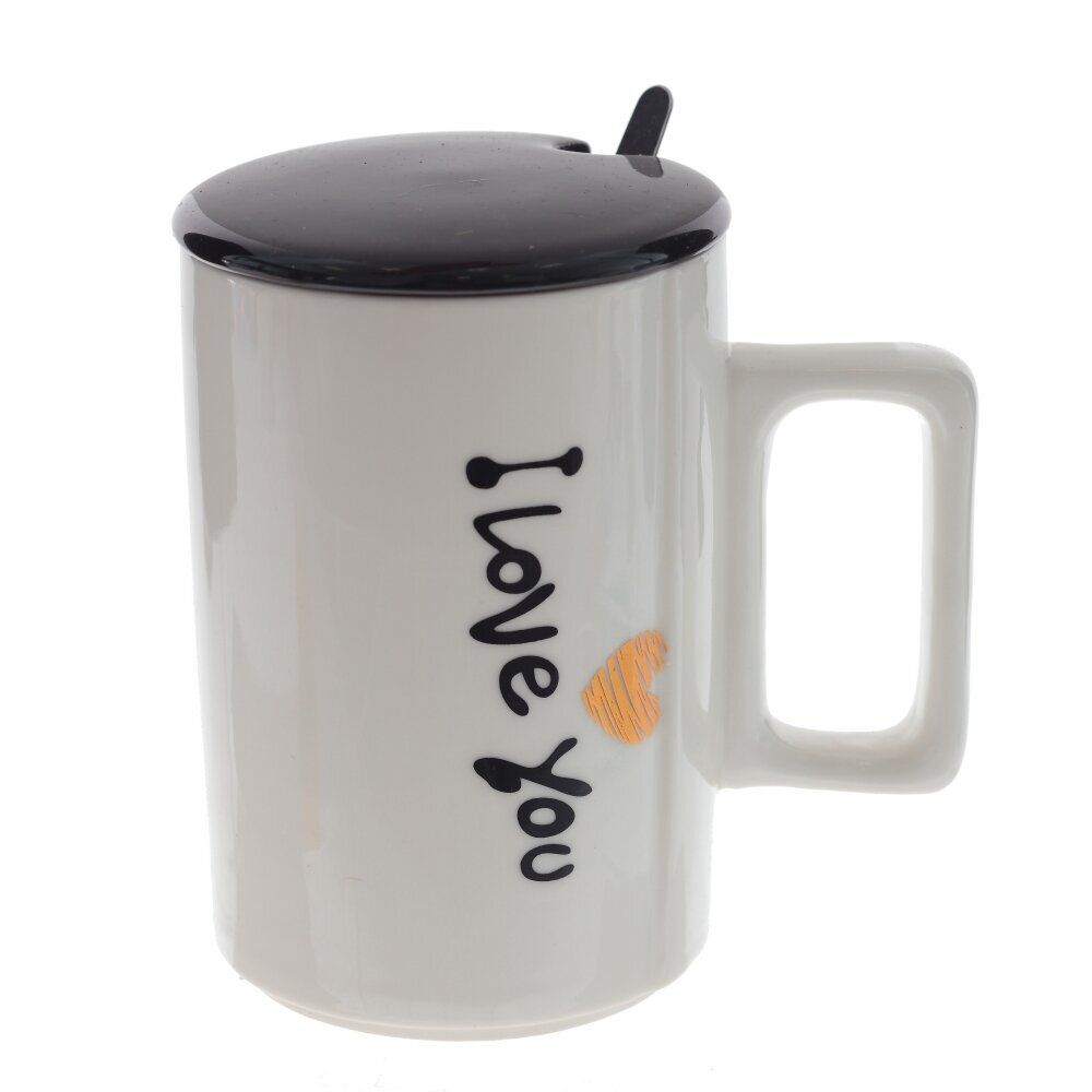 GAEM Кружка с крышкой и ложкой, 400 мл, L11 W7,5 H12 см, 4в.