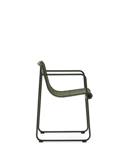 Стул Maurina из зеленой оцинкованной стали и зеленой веревки