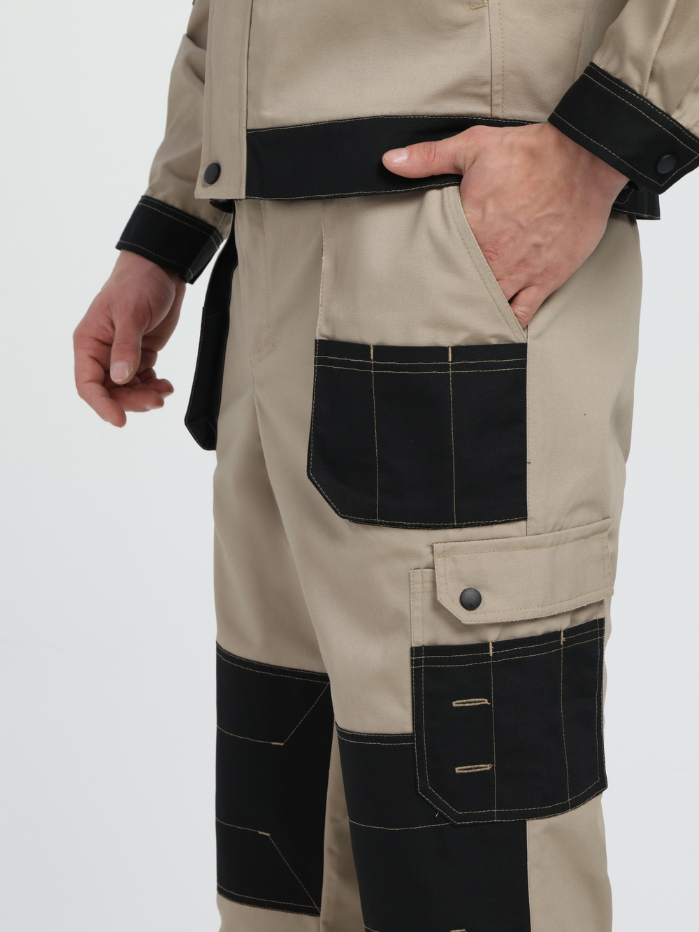 Костюм Вестгард-1 (тк.Канвас,260) брюки, бежевый/черный