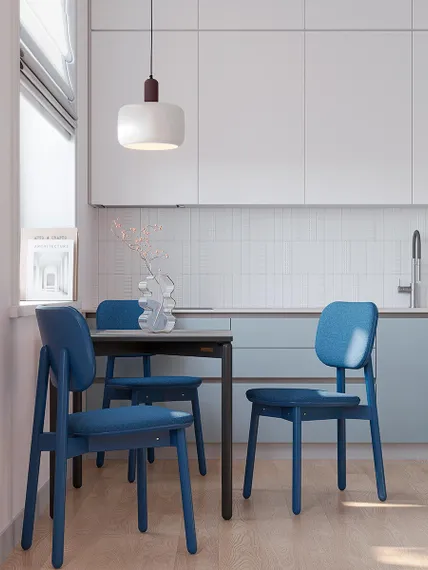 Стул с обивкой Saga, рогожка, синий