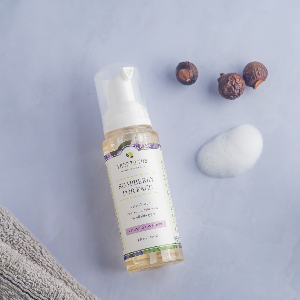 Tree To Tub, пенка для умывания с мыльным деревом, увлажняющее очищающее средство, сбалансированный уровень pH, для сухой и чувствительной кожи, лаванда, 120 мл (4 жидк. унции)