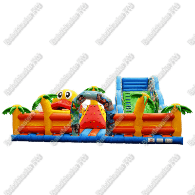 Большая надувная горка "Братство пиратов с роботом" 12*12*7 м