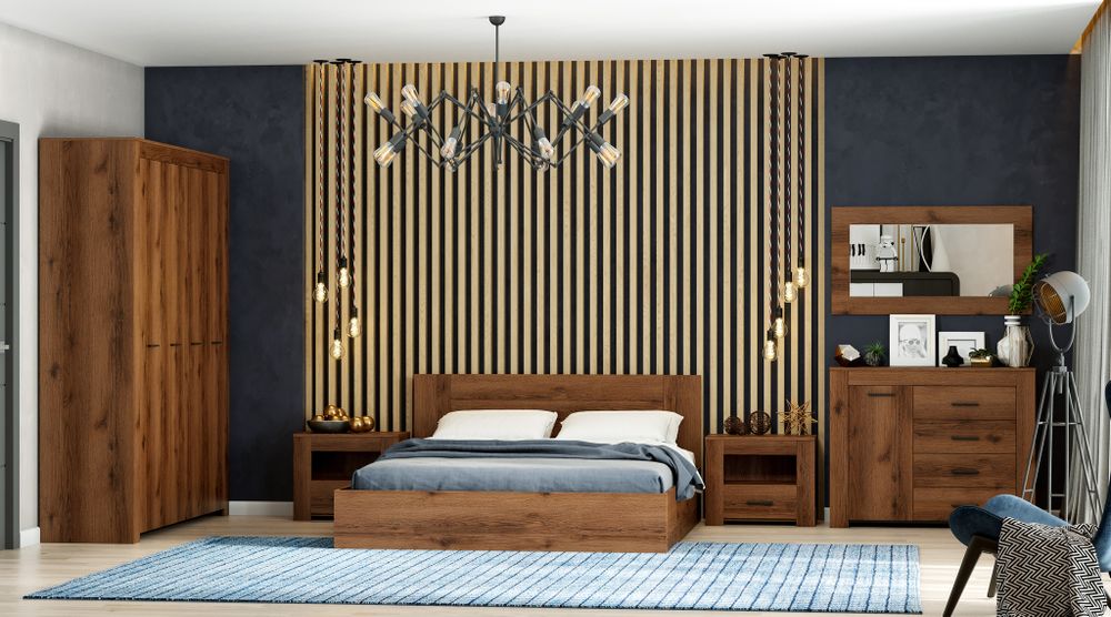 МС Квадро-12 Кровать 1,6 с п/м  ЦРК.КВД.12 Дуб делано темный