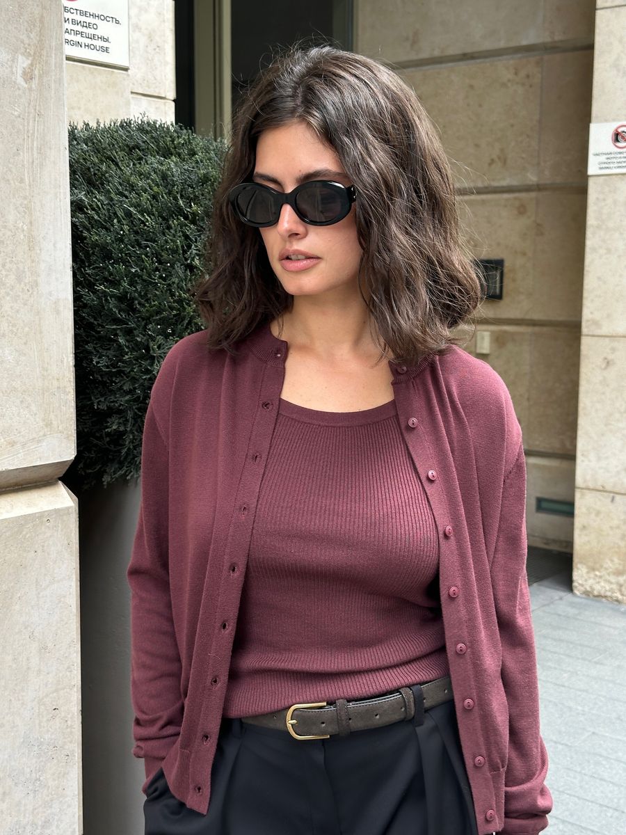 Майка из вискозы с шерстью бордовая