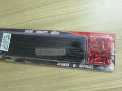 Spoke Set 9/10X172, Black-Red. For Honda CRF250L-M-Rally (for 17" rim). OSAKI. Made in Thailand. 36p set. Spokes+Nipples. th 3,5mm