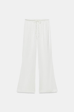 ZARA АТЛАСНЫЕ БРЮКИ НА ШНУРКЕ, ЭКРЮ