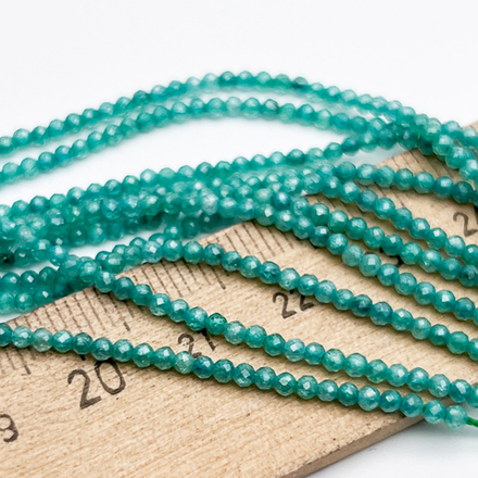 Фианит Кракле бусины (кубический цирконий), цвет мятный, размер около 2 мм, цена за нить 38 см