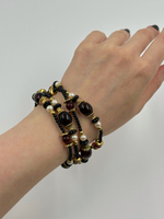 Бусы чёрные с бордовыми вставками Monet