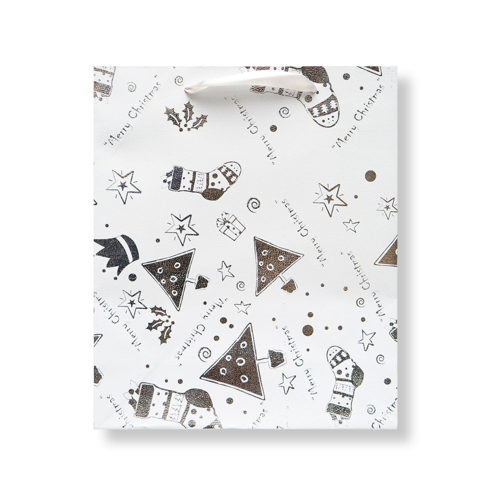 Пакет подарочный бумажный Alingar, (XXL) 38х50х10 см, вертикальный, "Новый год", ламинация, тиснение, ассорти