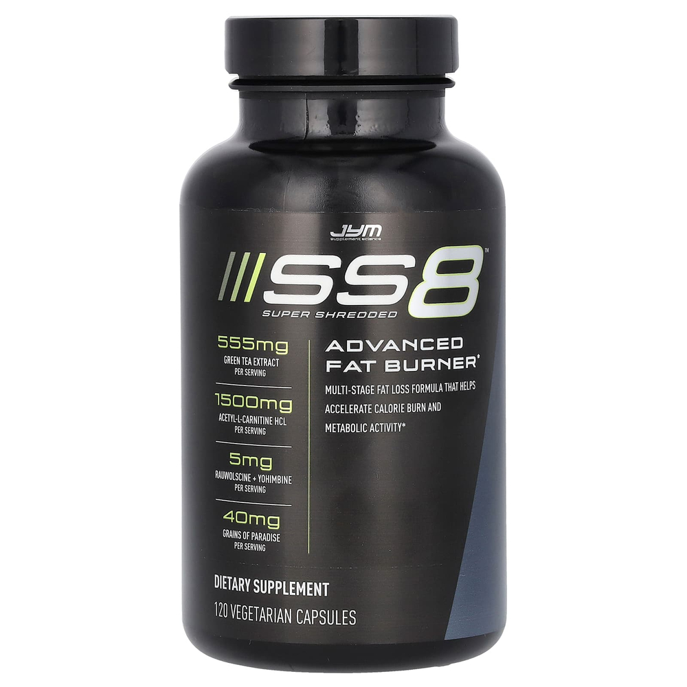 JYM Supplement Science, SS8 Advanced Fat Burner, улучшенный сжигатель жира, 120 вегетарианских капсул