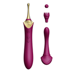 Фиолетовый клиторальный вибростимулятор 21,9см с насадками Zalo Bess Clitoral Massager Velvet Purple