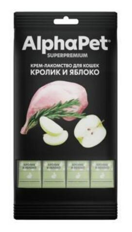 AlphaPet Superpremium 0,048кг крем-лакомство кролик яблоко для кошек