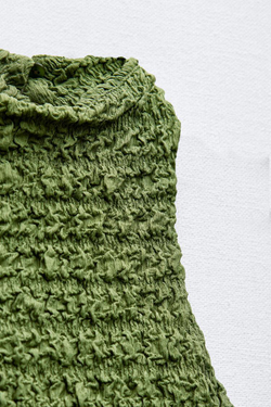 ZARA ТОП ИЗ РЕЛЬЕФНОЙ ТКАНИ С ГОРЛОВИНОЙ ХАЛТЕР, ЗЕЛЕНЫЙ