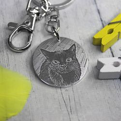 Круглый брелок с гравировкой фотографии животного на заказ