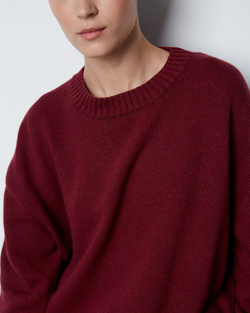 Джемпер из смесового кашемира с круглым вырезом бордо